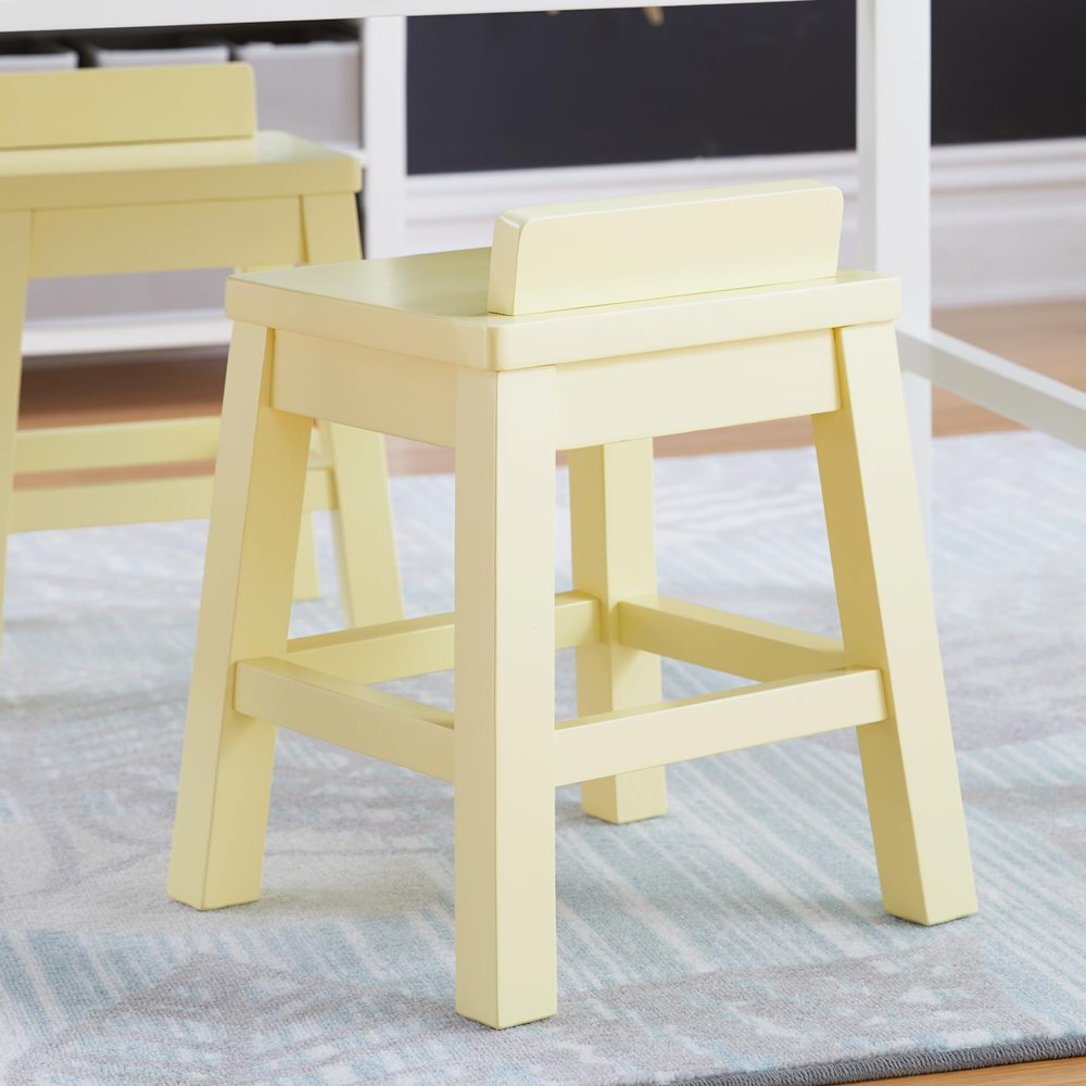 Martha Stewart Crafting Kids' Stools Set of 2 - Pastel Yellow: Wooden Chairs for Kids Art Table with 15" Seat Height, 2 Matching Anti-Tip Chairs for Children 3 and Up