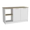Juniper Kitchen Island with Large Prep and Serving Top, Double-Door Cabinet with Interior Shelves, Dual Open Storage Shelves and Modern Space-Saving Design for Enhanced Organization, Meal Preparation view 1
