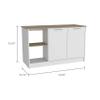 Juniper Kitchen Island with Large Prep and Serving Top, Double-Door Cabinet with Interior Shelves, Dual Open Storage Shelves and Modern Space-Saving Design for Enhanced Organization, Meal Preparation view 3
