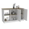 Juniper Kitchen Island with Large Prep and Serving Top, Double-Door Cabinet with Interior Shelves, Dual Open Storage Shelves and Modern Space-Saving Design for Enhanced Organization, Meal Preparation view 4