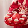 Ceramic Tea Pot Set Household Tea Pot and Cup Set Chinese Style Wedding Red Teaware Gifts A Pot of Eight Cups view 3