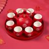 Ceramic Tea Pot Set Household Tea Pot and Cup Set Chinese Style Wedding Red Teaware Gifts A Pot of Eight Cups view 4
