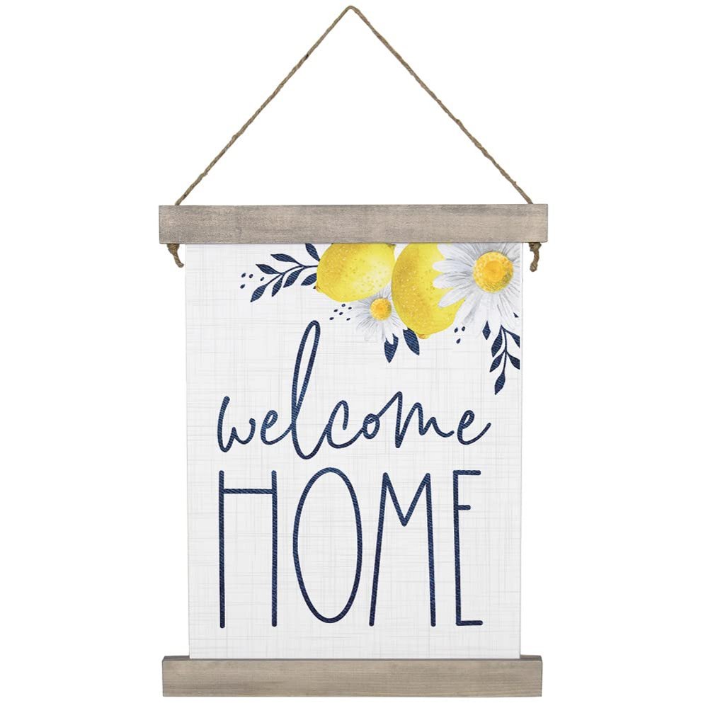 Simply Said Hanging Canvas, Welcome Home -Rustic Natural Wood Framed Art 19 x 3 in HC1197A