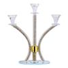 (D) Judaica Crystal Candelabra with Stones 3 Arms 14.17" (Silver Gold Gemstones) view 1