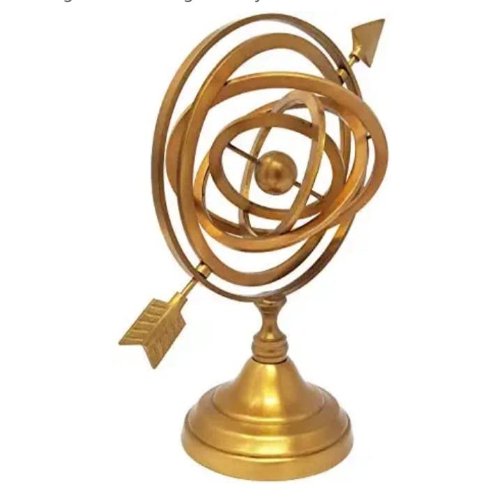 12" Brass Armillary Sphere with Arrow Nautical Maritime Astrolabe Globe Decor by Unique Nautical Store