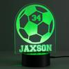 Personalized Planet Soccer Ball Multicolor LED Night Light with Custom Name and Jersey Number Laser Engraved on Acrylic Design Insert | Base Projects 7 RGB Colors | Includes USB Power Cable, 5.5x8.5 view 1