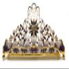 Low Chanukah Menorah Enamel on Pewter with Genuine Austrian Crystals Floral Design (Purple) view 1