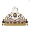 Low Chanukah Menorah Enamel on Pewter with Genuine Austrian Crystals Floral Design (Purple) view 2