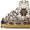 Low Chanukah Menorah Enamel on Pewter with Genuine Austrian Crystals Floral Design (Purple) view 4