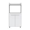 Kitchen Cart 49" H, 2 Door Cabinet, 1 Open Shelf, 2 Interior Shelves, White view 1
