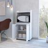 Kitchen Cart 49" H, 2 Door Cabinet, 1 Open Shelf, 2 Interior Shelves, White view 2