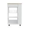 Rosemont Kitchen Cart, 2 Open Shelves, 4 Casters, 1 Drawer, White/Light Oak view 1