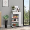 Rosemont Kitchen Cart, 2 Open Shelves, 4 Casters, 1 Drawer, White/Light Oak view 3