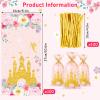 Leinuosen 100 Pcs Princess Theme Cellophane Treat Bags with Ties Castle Floral Fairy Princess Party Favor Bags Pink Plastic Candy Bags Cookie Bags Favor Gift Bag for Birthday Party Supplies view 2