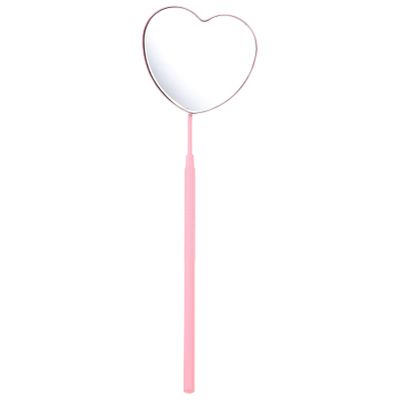 FOMIYES Heart Shaped Eyelash Check Mirror Stainless Steel Handheld Pink