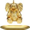 Elephant Statue Storage Tray Animal Statue Storage Plate Jewelry Organizers Serving Tray for Living Room Table Home Decoration - Gold view 1