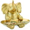 Elephant Statue Storage Tray Animal Statue Storage Plate Jewelry Organizers Serving Tray for Living Room Table Home Decoration - Gold view 3