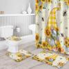 Shower Curtain with Bathroom Rugs Mat Sets(Bath Mat/Toilet Lid Cover/U Shape Rug Contour Mat),Spring Summer Bee Gnomes Bath Shower Curtains With 12 Hooks for Bathroom Sunflower Bumble Bee Yellow Plaid view 3