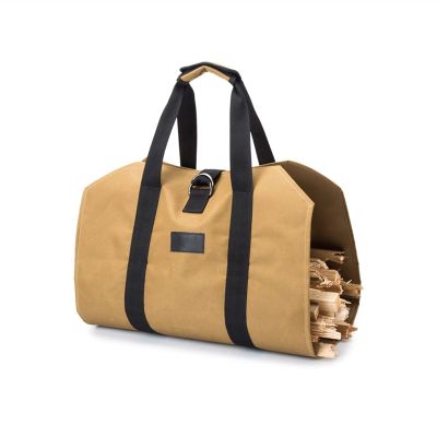 YANZHEXIN Firewood Log Rack Firewood Carrier Sturdy Wood Carring Bag with Handles Strap for Camping Indoor Khaki Holder with Handles for Camping Firewood Storage