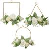3pcs Artificial Flower Hoop Wreath Summer Door Sign Hanging Artificial Floral Garland for Wedding Home Wall Window Decorations - White view 1