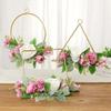 3pcs Artificial Flower Hoop Wreath Summer Door Sign Hanging Artificial Floral Garland for Wedding Home Wall Window Decorations - White view 4