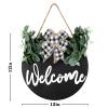 3D Front Door Welcome Wreath - Farmhouse Welcome Sign for Front Door - Vertical Concave Stripes Wooden Front Door Wreaths for Home Decor(Black) - Housewarming Gift view 3