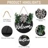 3D Front Door Welcome Wreath - Farmhouse Welcome Sign for Front Door - Vertical Concave Stripes Wooden Front Door Wreaths for Home Decor(Black) - Housewarming Gift view 4