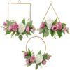 3pcs Artificial Flower Hoop Wreath Summer Door Sign Hanging Artificial Floral Garland for Wedding Home Wall Window Decorations - Pink view 1