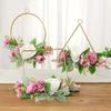 3pcs Artificial Flower Hoop Wreath Summer Door Sign Hanging Artificial Floral Garland for Wedding Home Wall Window Decorations - Pink view 3