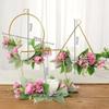 3pcs Artificial Flower Hoop Wreath Summer Door Sign Hanging Artificial Floral Garland for Wedding Home Wall Window Decorations - Pink view 4