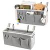 Loghot Bedside Caddy/Bedside Storage Bag Hanging Organizer for Bunk and Hospital Beds,Dorm Rooms Bed Rails,Can be Placed Glasses,Books,Mobile Phones,Keys (2pc Grey) view 1