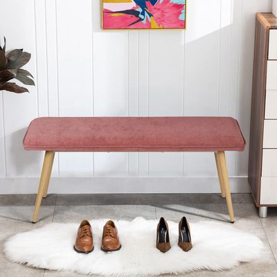 Anwick 45.3" Modern Bench Ottoman, Upholstered Dining Room Benches Footrest with Metal Legs, Fabric Entryway Bench Bedroom Benches Stool for Home Living Room Kitchen (Red)