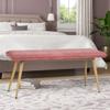 Anwick 45.3" Modern Bench Ottoman, Upholstered Dining Room Benches Footrest with Metal Legs, Fabric Entryway Bench Bedroom Benches Stool for Home Living Room Kitchen (Red) view 3