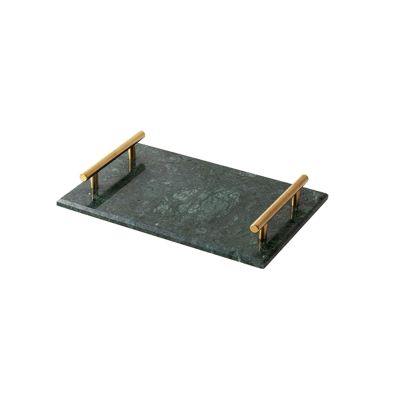 Lap Tray Trinket Decorative Tray, Marble Jewelry Tray with Gold Metal Handle, Bathroom Dresser Vanity Tray, Bedroom Perfume Tray Home Decor Food Tray (Color : Green)