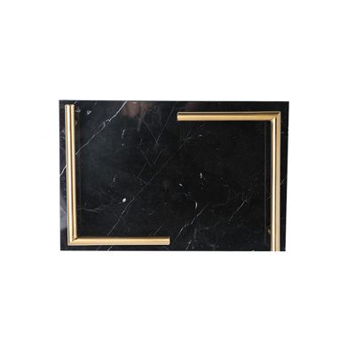 Lap Tray Marble Stone Decorative Tray Perfume Tray with Copper-Color Metal Handles Jewellery Tray Trinket Tray for Dresser Bathroom Vanity Table Food Tray (Color : Black)
