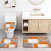 4 Piece Abstract Graffiti Shower Curtain Sets Burnt Orange and Grey Modern Artwork Bathroom Sets with Non-Slip Rugs,U-Shaped Contour Rug,Toilet Lid Cover,66"x72"Shower Curtain with Hooks for Bathroom view 4