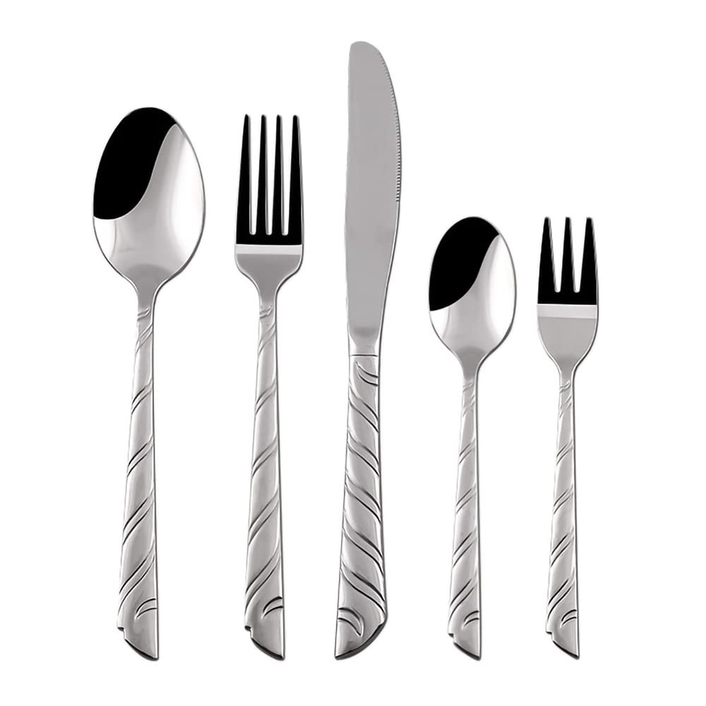 30 Piece Silverware Set for 6, Stainless Steel Hammer handle Flatware Set, Modern Dinner Set, Spoons and forks Set in Home and Kitchen, Dishwasher Safe