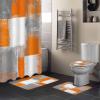 4 Piece Abstract Graffiti Shower Curtain Sets Burnt Orange and Grey Modern Artwork Bathroom Sets with Non-Slip Rugs,U-Shaped Contour Rug,Toilet Lid Cover,36"x72"Shower Curtain with Hooks for Bathroom view 2