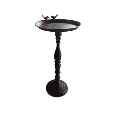 BOOMLATU Small Round Table Accent Bird Table Farmhouse Decor,Shabby Chic End Table Living Room Office Furniture (Black, Large)