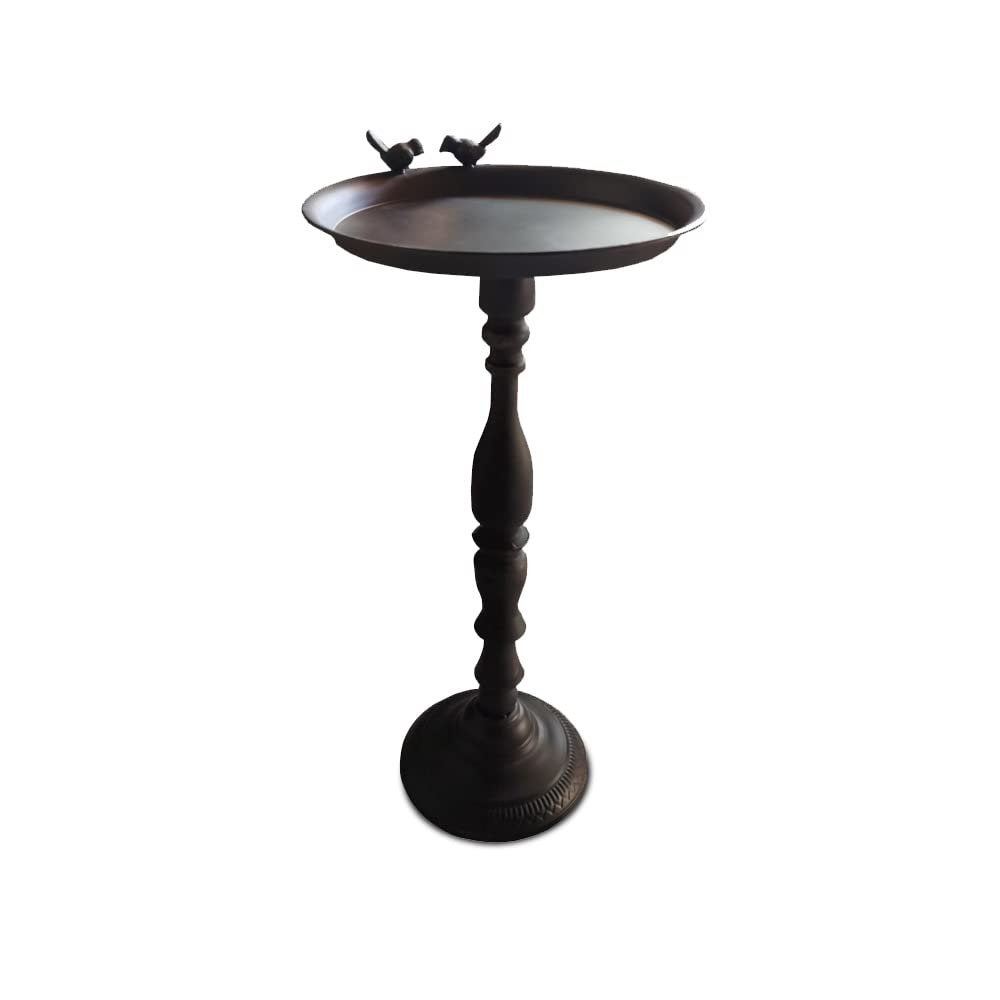 BOOMLATU Small Round Table Accent Bird Table Farmhouse Decor,Shabby Chic End Table Living Room Office Furniture (Black, Large)