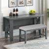 6-Piece Dining Table Set with Bench for 6 Rectangular Kitchen Table Set with 4 Chairs & Bench Retro Dining Room Table and Chairs with Bench for Kitchen, Dining Room (Gray with X) view 3