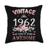 60 Year Old Made In Vintage 1962 60th Flowers Birthday Gifts Throw Pillow view 1