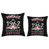 60 Year Old Made In Vintage 1962 60th Flowers Birthday Gifts Throw Pillow view 3