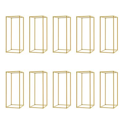 TouSuaRSi 10 Piece Metal Flower Stand for Wedding Geometric Wedding 2FT Flower Stand Rack Vase Column Stand Gold Centerpiece Party Flower Vase Holders Rectangular Flower Display Rack