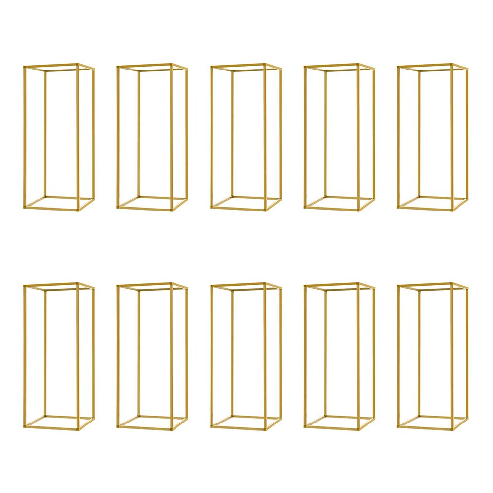 TouSuaRSi 10 Piece Metal Flower Stand for Wedding Geometric Wedding 2FT Flower Stand Rack Vase Column Stand Gold Centerpiece Party Flower Vase Holders Rectangular Flower Display Rack