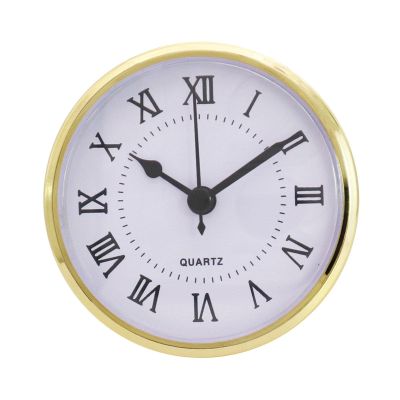 Easnea 90mm/3.54inch Quartz Clock Fit-up/Insert with Roman Numeral, Quartz Movement Gold Rim