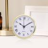 Easnea 90mm/3.54inch Quartz Clock Fit-up/Insert with Roman Numeral, Quartz Movement Gold Rim view 4