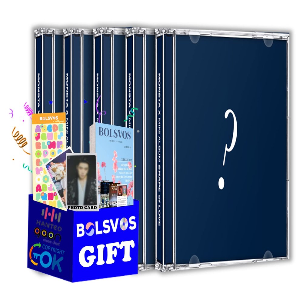 MONSTA - SHAPE of LOVE [Jewel case ver.] (11th Mini Album) ONE RANDOM Album+BolsVos K-POP eBook (21p),1EA BolsVos Sticker for Toploader, Photocards