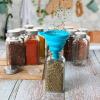 16 Pack 6 oz Glass Spice Jars with 80 Black Labels,180ml Empty Square Spice Containers Seasoning Bottles with Silver Caps and Shaker Lids for Kitchen Storage(Chalk Marker,Funnel and Brush include) view 3