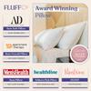 FluffCo Zen Fluff Down Standard/Queen Pillow with 600 Fill Power White Duck Down Stomach Sleeper Pillows - Luxury Hotel Quality 300 Thread Count - 100% Cotton Feather Pillows (Soft Queen Size 1 Pack) view 2